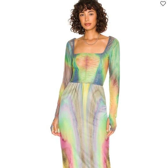 NWT AFRM Kona Mesh Rainbow Square Neck Top Size S - Picture 8 of 8